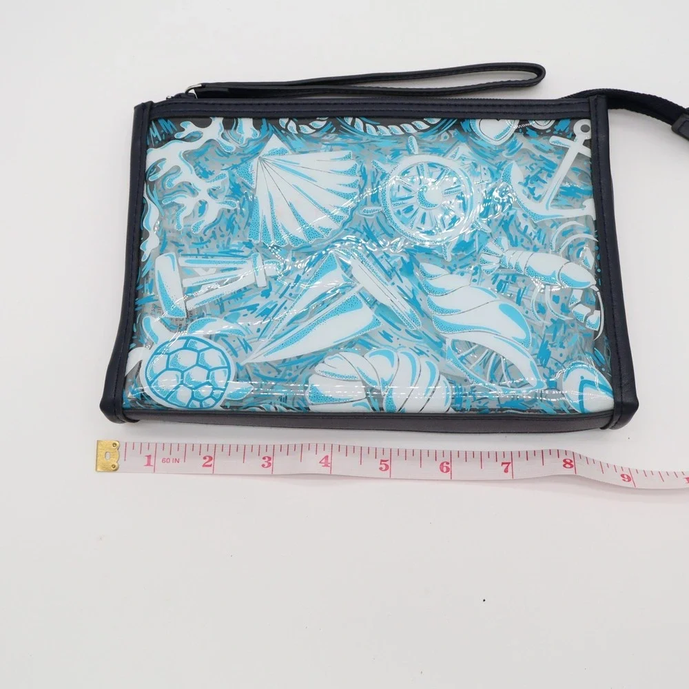 Vera Bradley Clear Beach Womens Wristlet Wallet Blue Sea Shells Distinctive - Picture 4 of 7